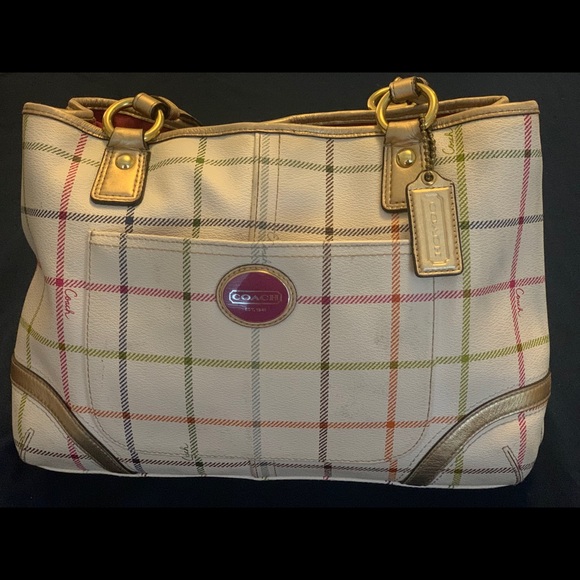 COACH PEYTON TATTERSALL TOTE HANDBAG - Picture 2 of 5